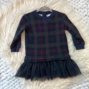 Ralph Lauren plaid sweatshirt pullover dress with tulle skirt.  Size 9 months.